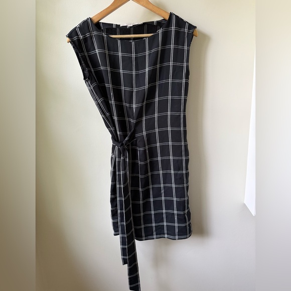 LOFT Windowpane Plaid Side Tie‎ Dress Pockets Office Career Feminine 2 Petite - Picture 1 of 5